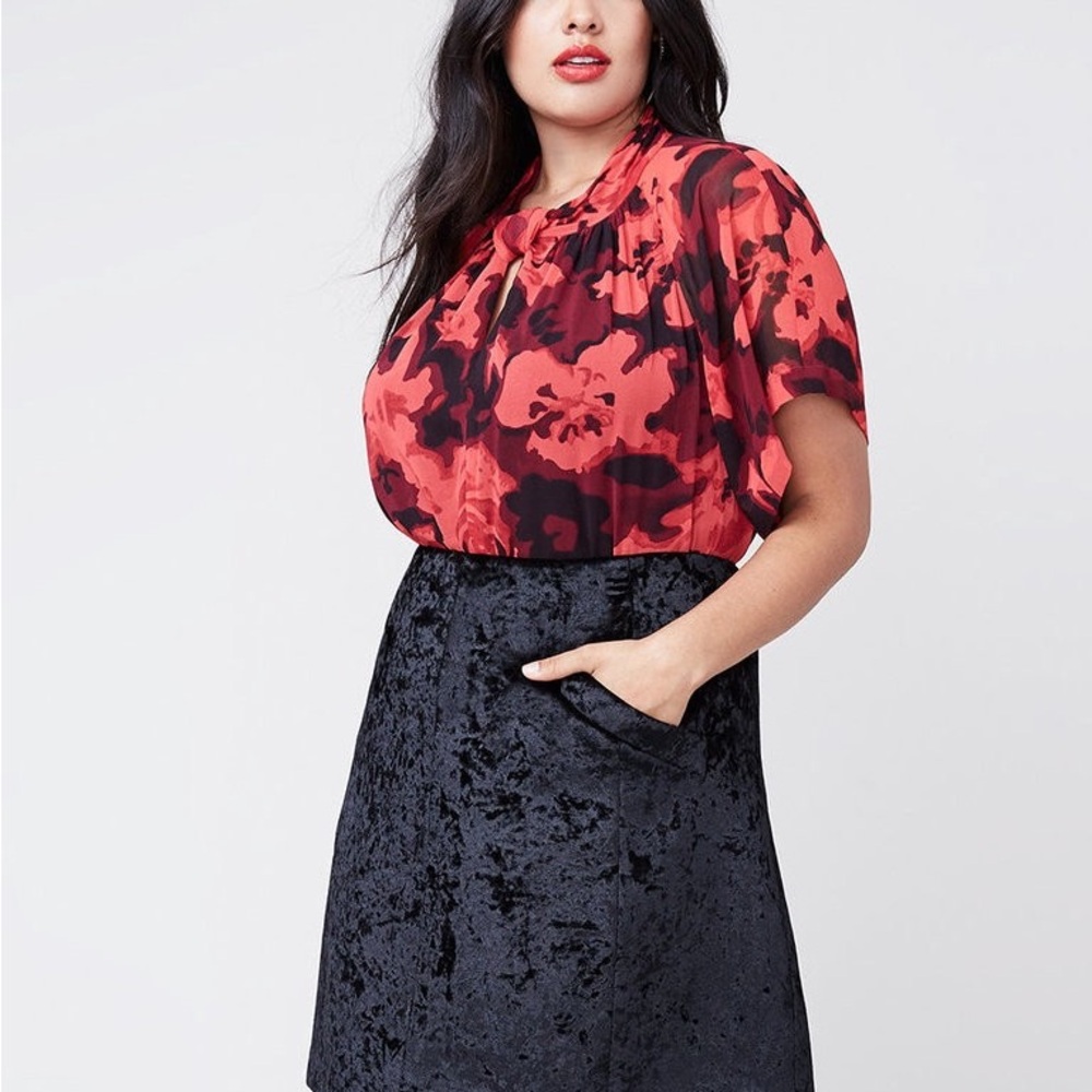 Rachel Rachel Roy Womens Plus Velvet a-Line Mini Skirt Size 18W Black New